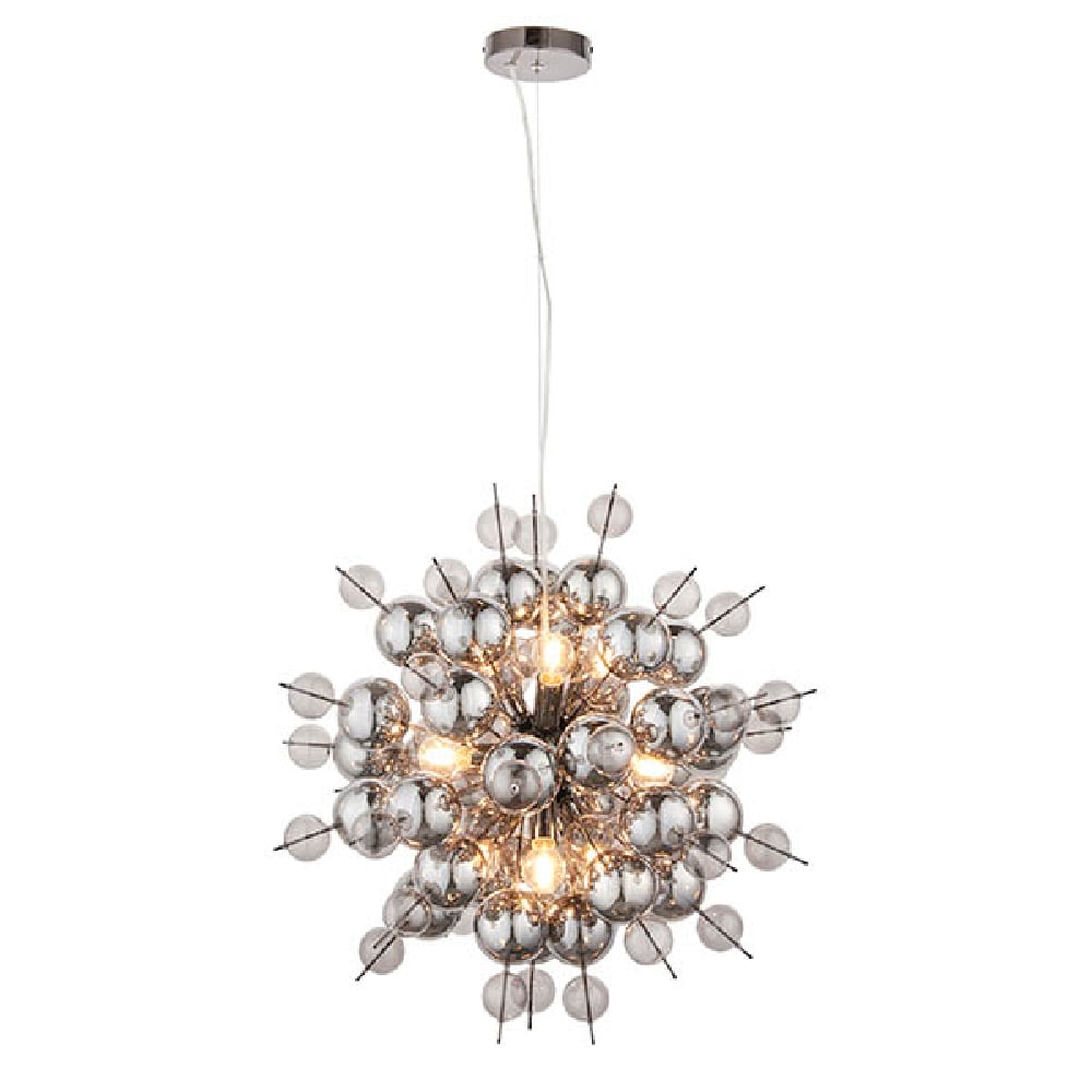 Butte Smoked Glass Pendant Ceiling Light In Chrome