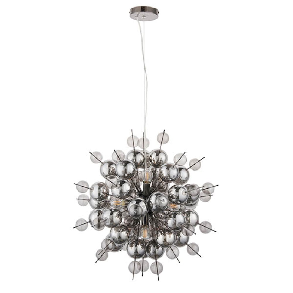 Butte Smoked Glass Pendant Ceiling Light In Chrome