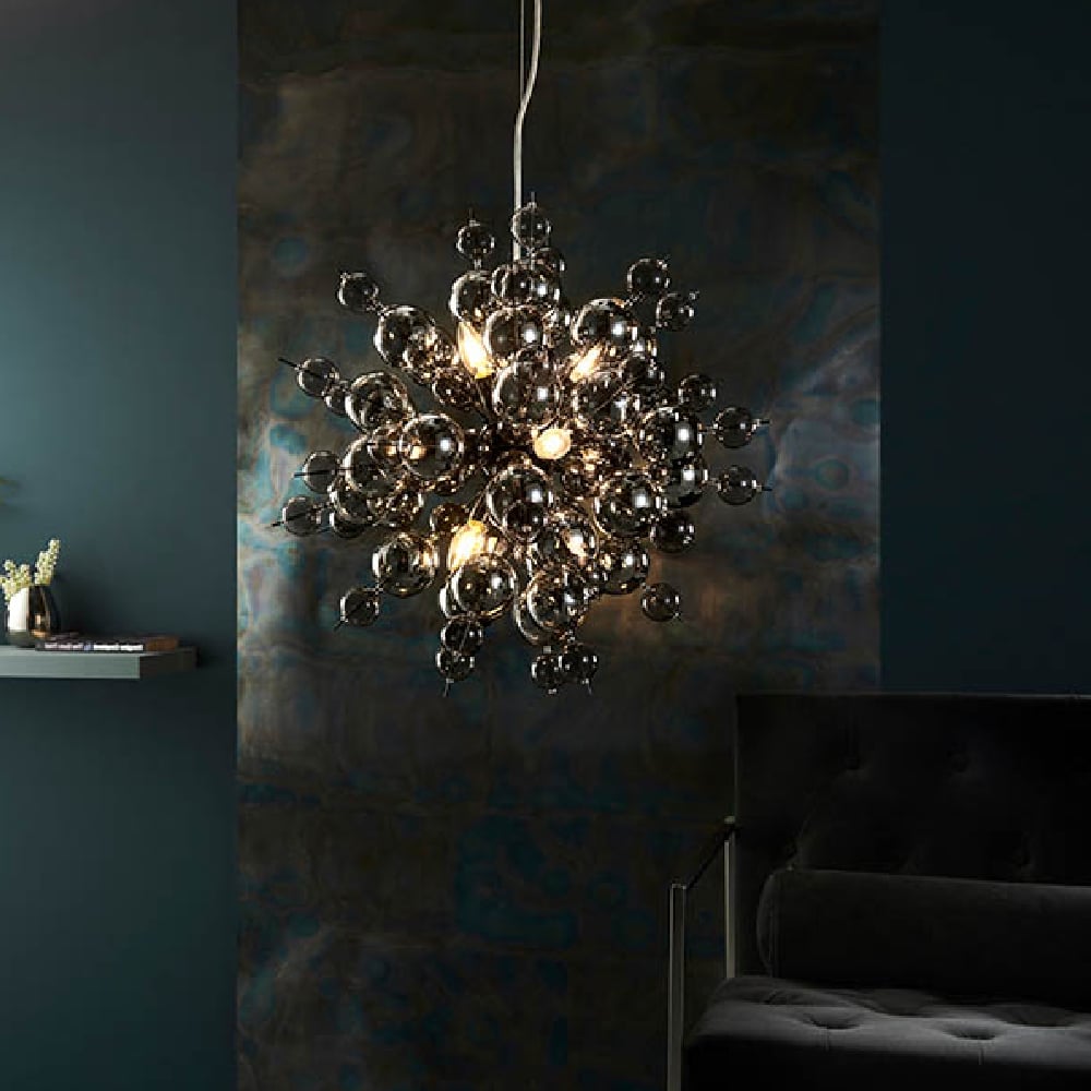 Read more about Butte smoked glass pendant ceiling light in chrome