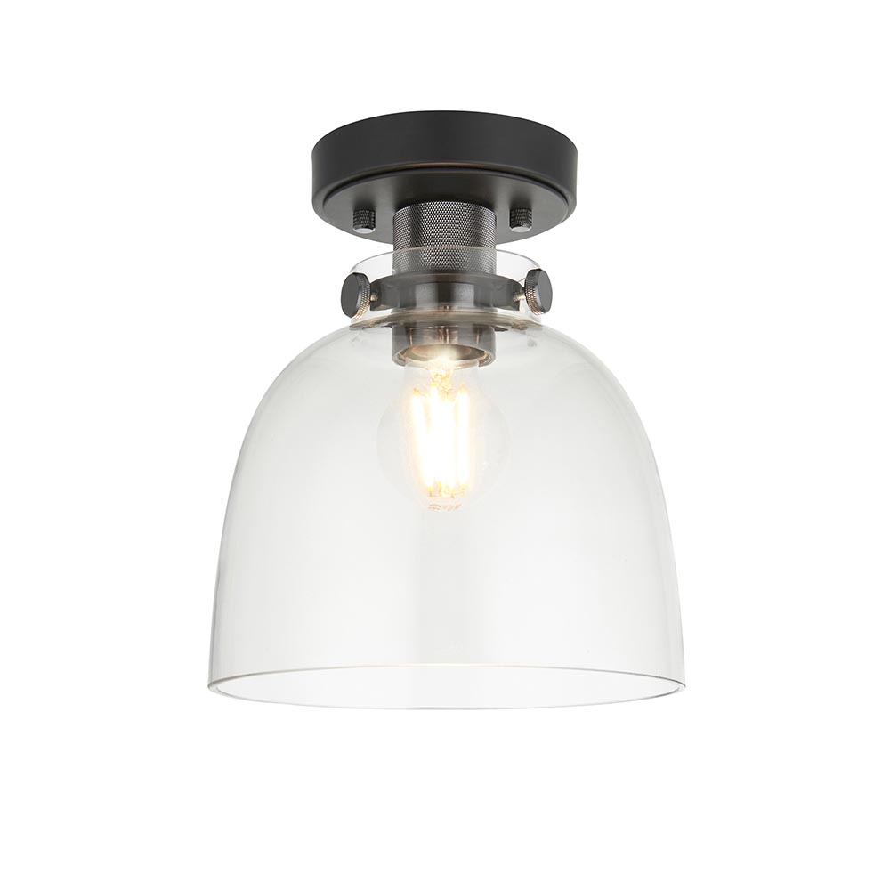 Butte Tinted Glass Shade Ceiling Light In Black Chrome