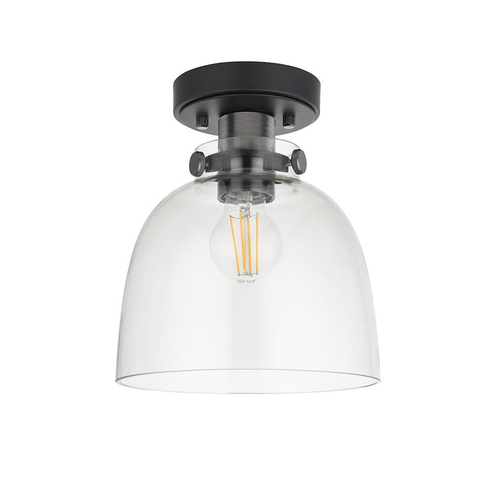 Butte Tinted Glass Shade Ceiling Light In Black Chrome