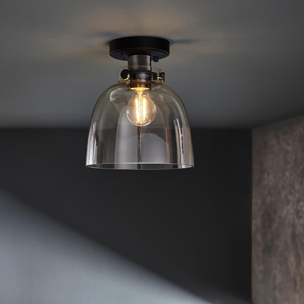 Read more about Butte tinted glass shade ceiling light in black chrome