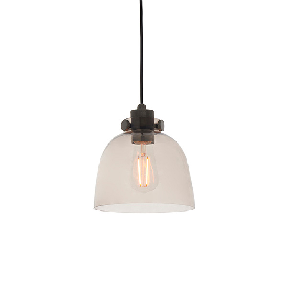 Butte Tinted Glass Shade Ceiling Light In Smoked Grey
