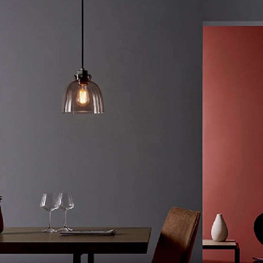 Read more about Butte tinted glass shade ceiling light in smoked grey