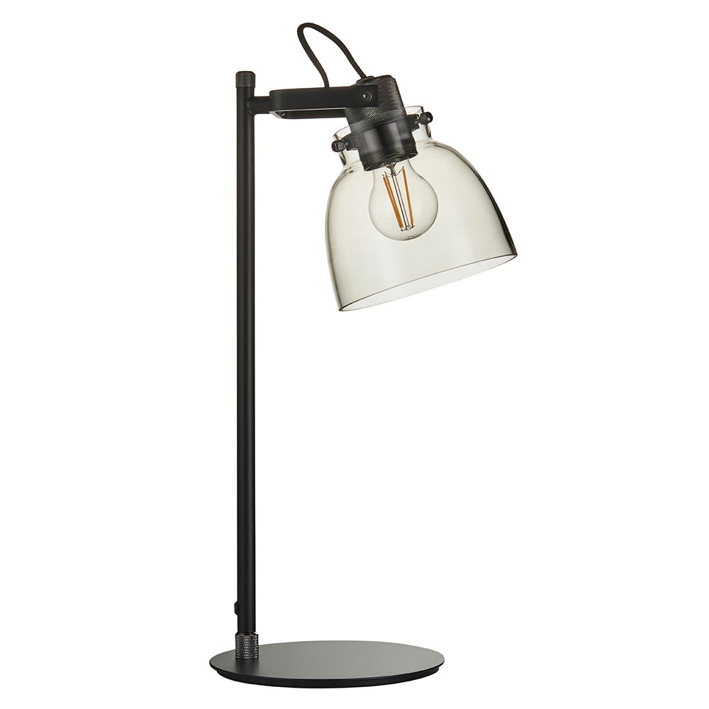 Butte Tinted Glass Shade Lamp Table In Smoked Grey