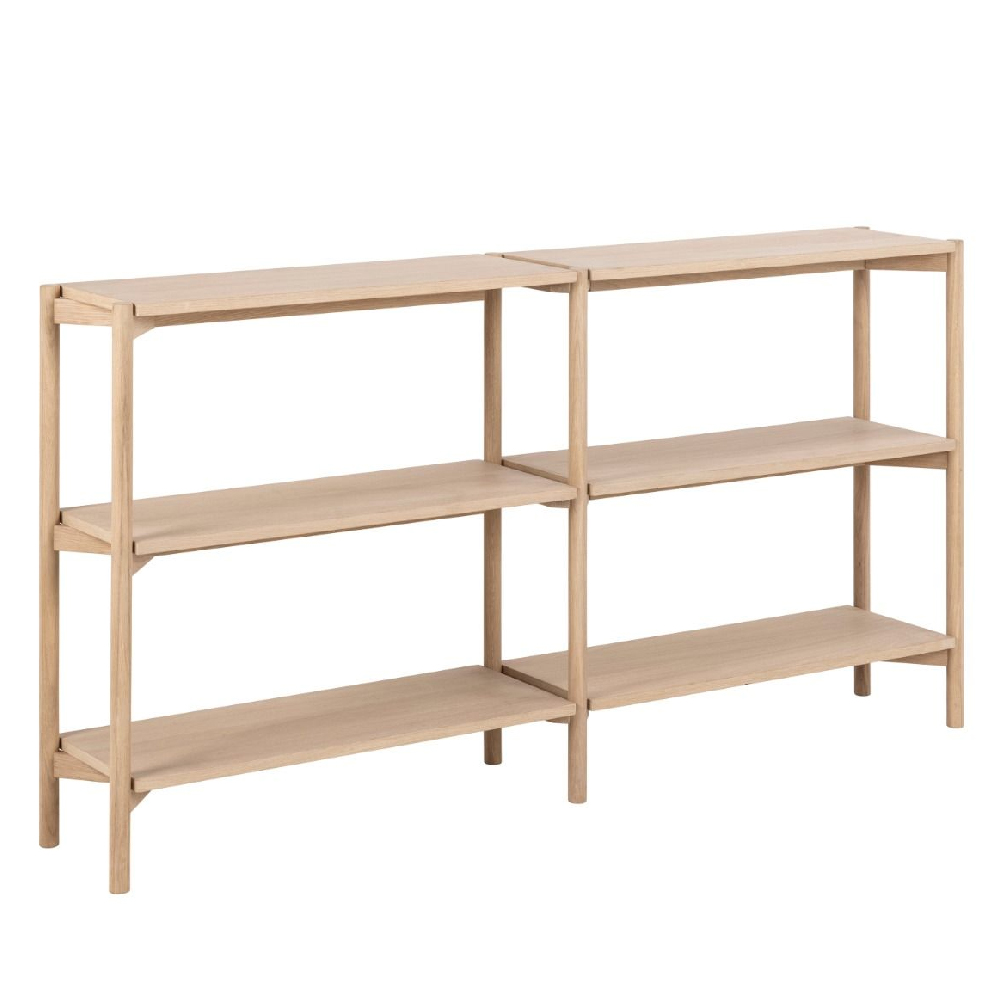 Butte Wooden Bookcase With 4 Shelves Wide In White Oak