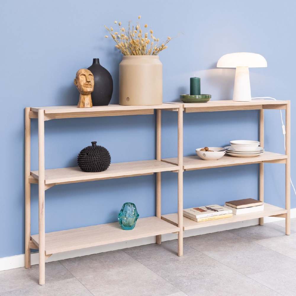 Read more about Butte wooden bookcase with 4 shelves wide in white oak