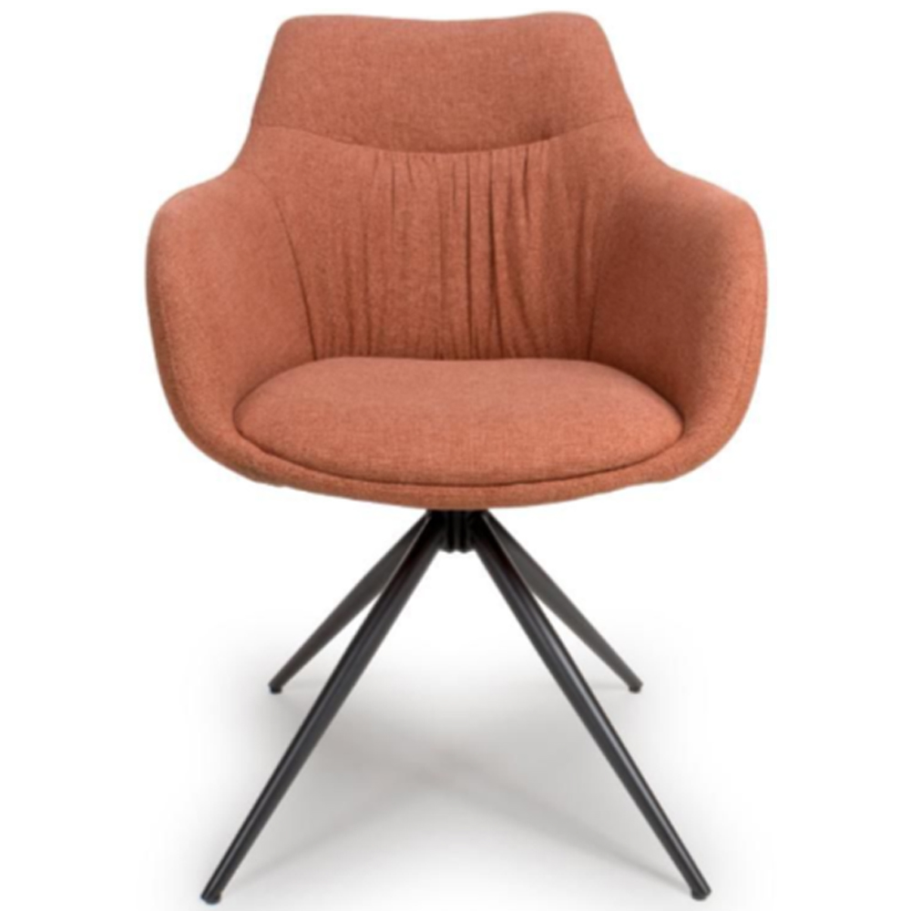 Buxton Brick Fabric Carver Dining Chairs In Pair