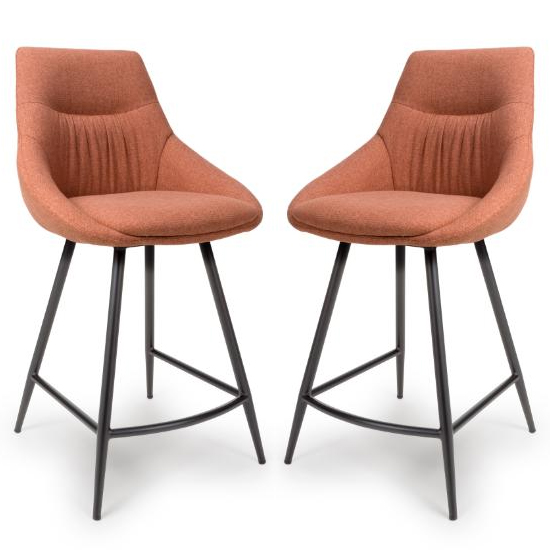 Read more about Buxton brick counter fabric bar chairs in pair