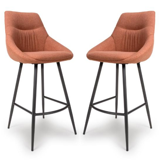 Buxton Brick Fabric Bar Chairs In Pair