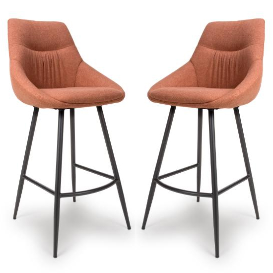 Read more about Buxton brick fabric bar chairs in pair