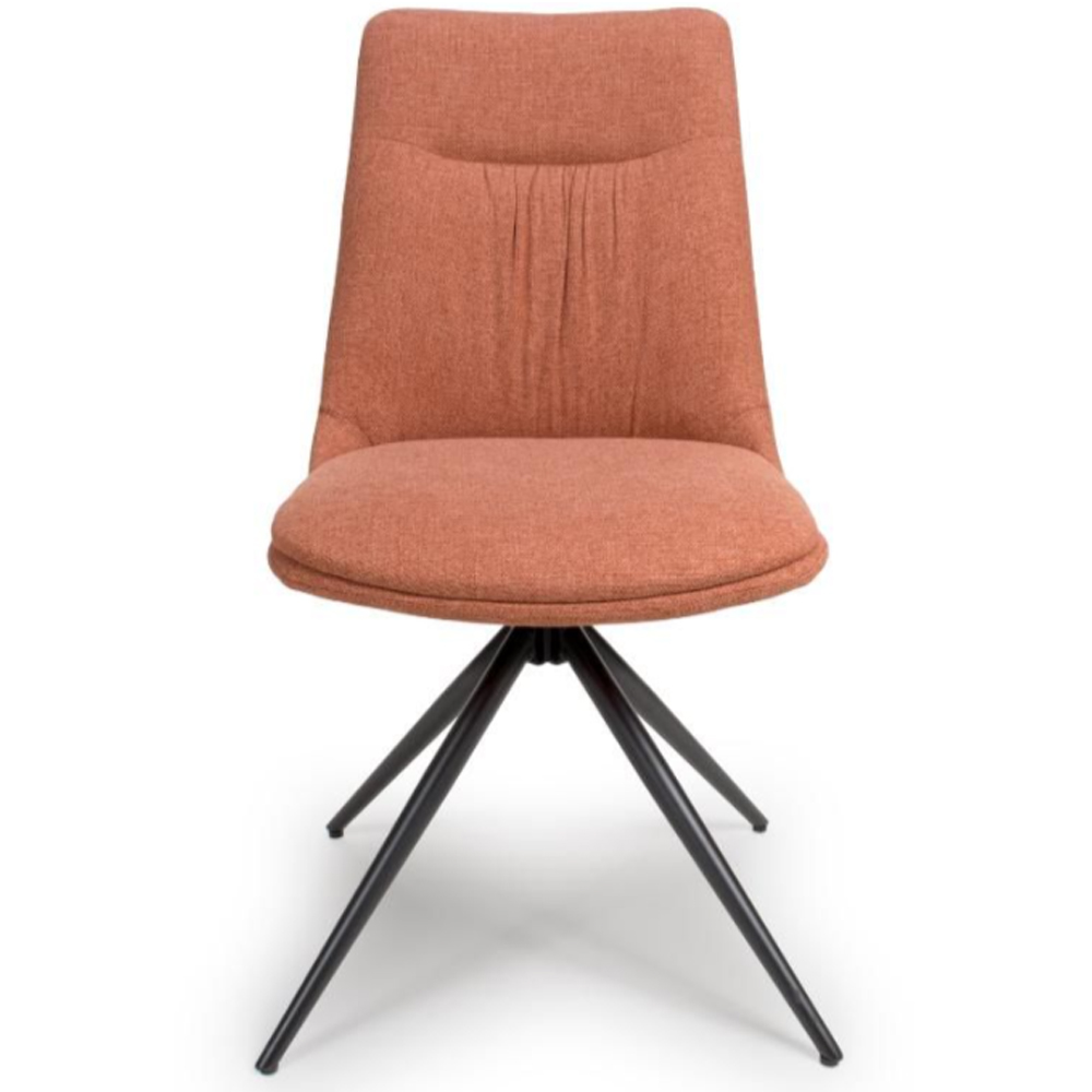Buxton Brick Swivel Fabric Dining Chairs In Pair