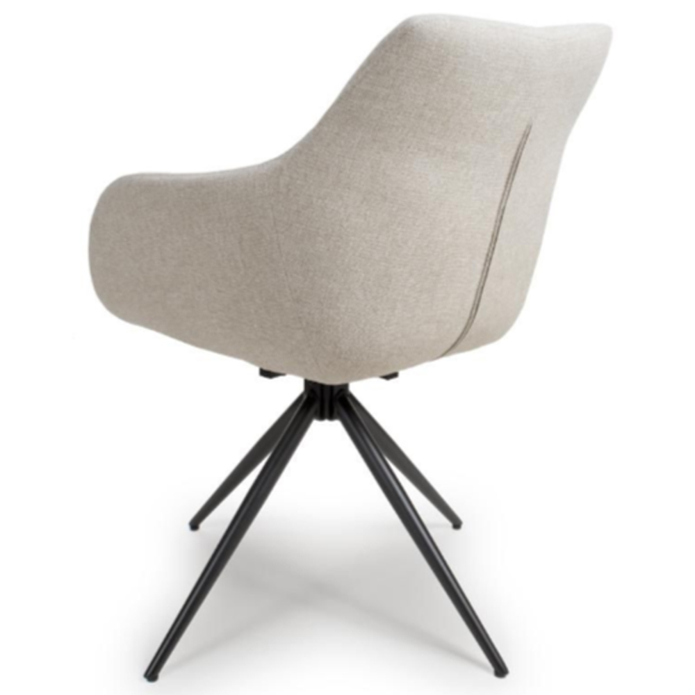 Buxton Natural Fabric Carver Dining Chairs In Pair