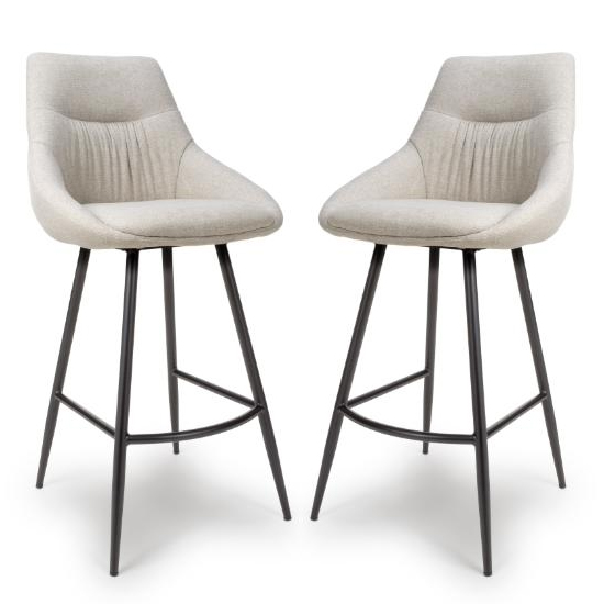 Buxton Natural Fabric Bar Chairs In Pair