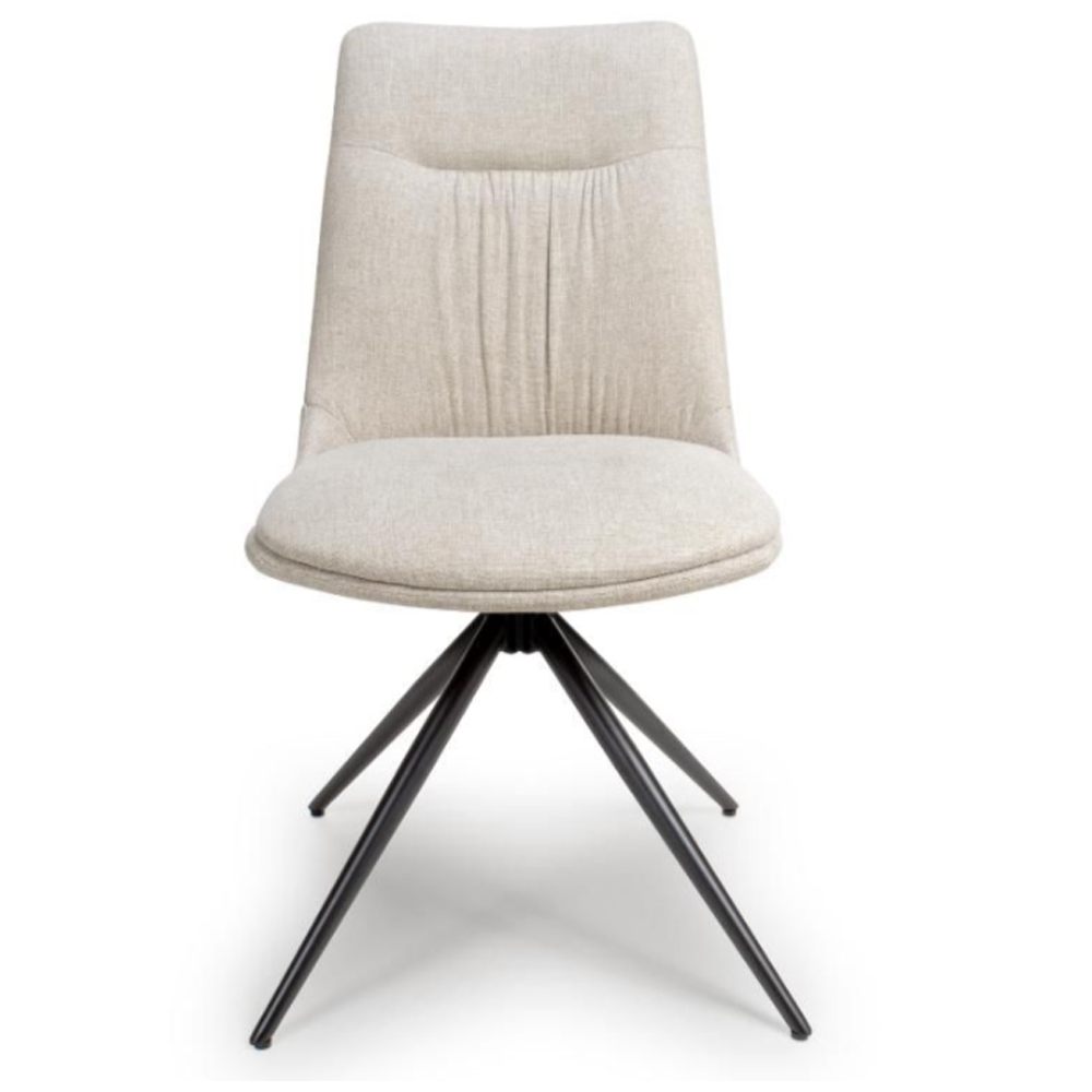 Buxton Natural Swivel Fabric Dining Chairs In Pair
