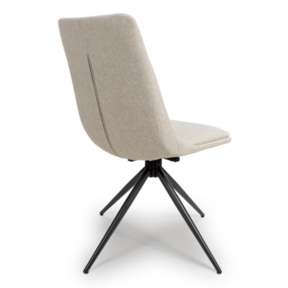Buxton Natural Swivel Fabric Dining Chairs In Pair