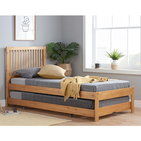 Buxton Rubberwood Single Bed With Guest Bed In Honey Pine_1