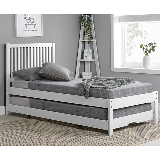 Read more about Buxton rubberwood single bed with guest bed in white