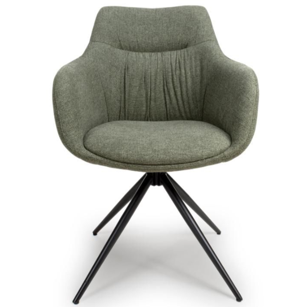 Buxton Sage Fabric Carver Dining Chairs In Pair