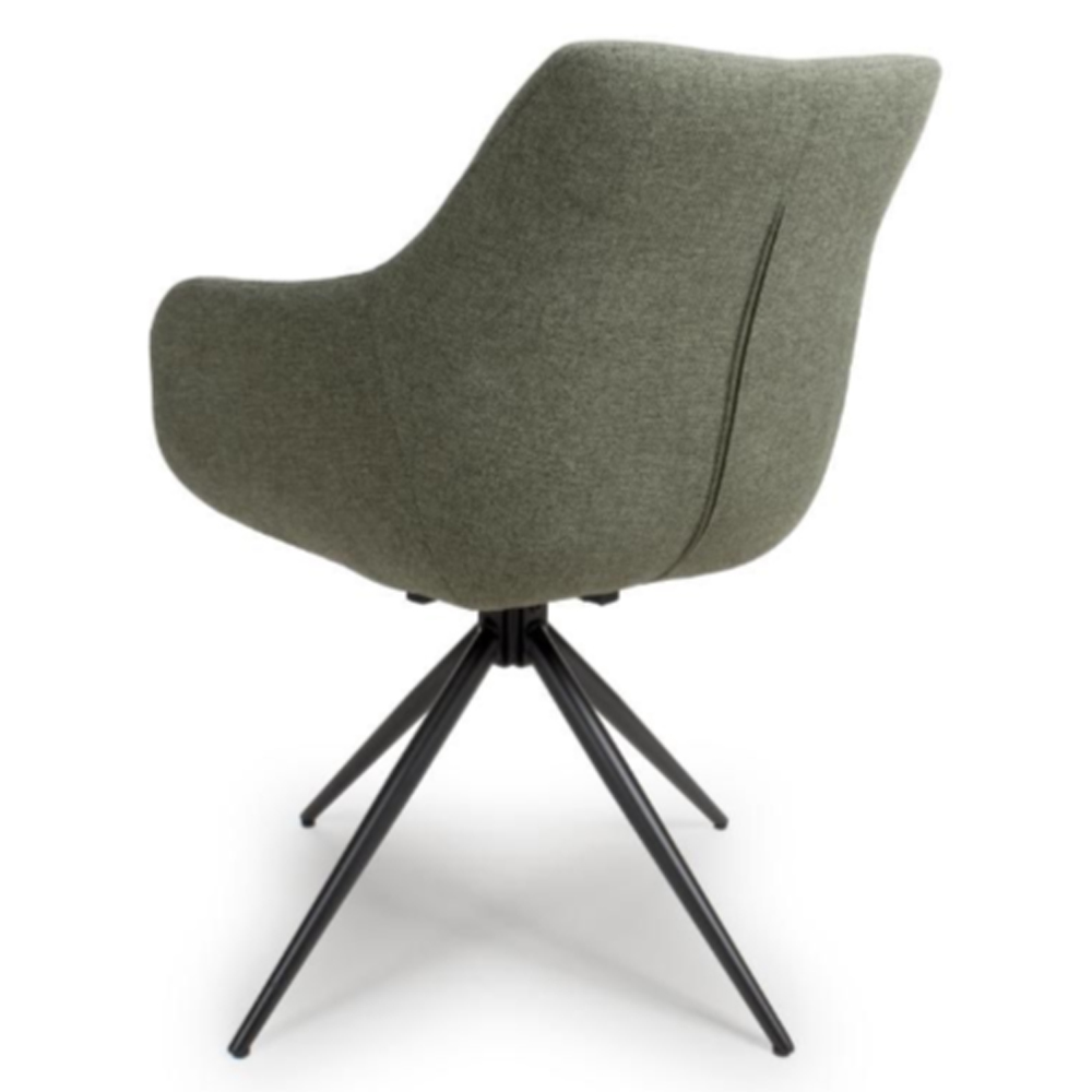 Buxton Sage Fabric Carver Dining Chairs In Pair