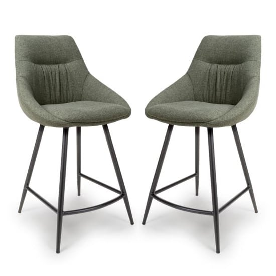 Read more about Buxton sage counter fabric bar chairs in pair