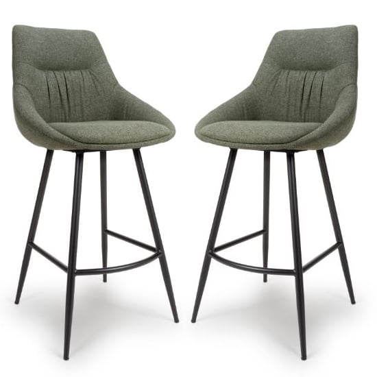Buxton Sage Fabric Bar Chairs In Pair