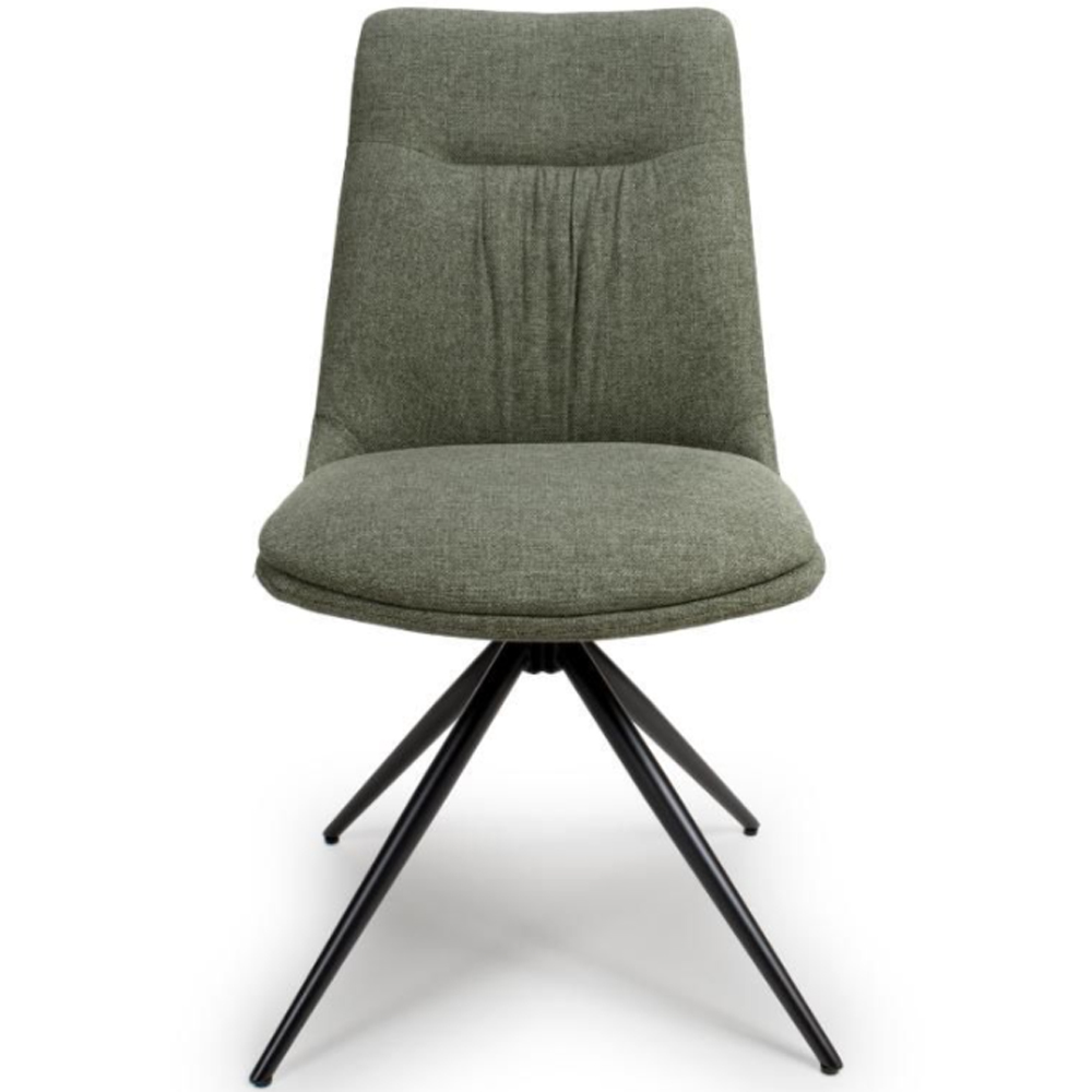 Buxton Sage Swivel Fabric Dining Chairs In Pair