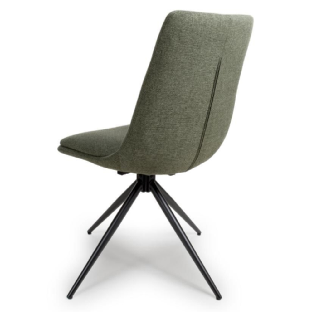 Buxton Sage Swivel Fabric Dining Chairs In Pair
