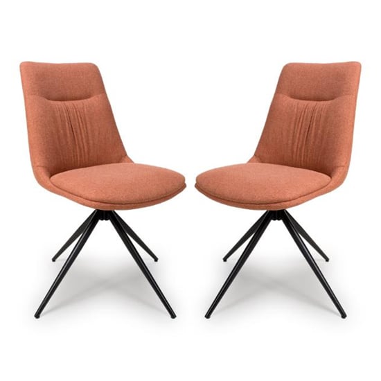 Read more about Buxton swivel brick fabric dining chairs in pair