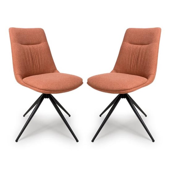 Buxton Swivel Brick Fabric Dining Chairs In Pair