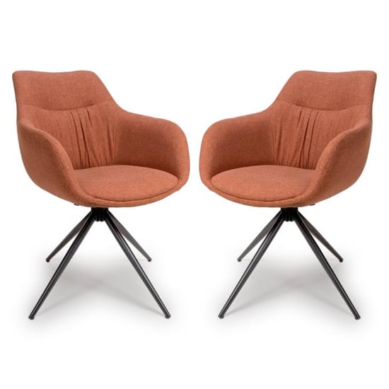 Product photograph of Buxton Swivel Carver Brick Fabric Dining Chairs In Pair from Furniture in Fashion