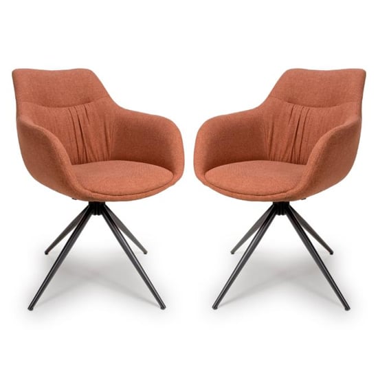 Read more about Buxton swivel carver brick fabric dining chairs in pair