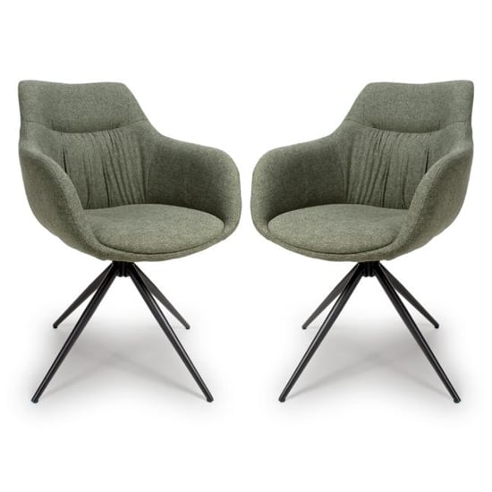 Read more about Buxton swivel carver sage fabric dining chairs in pair