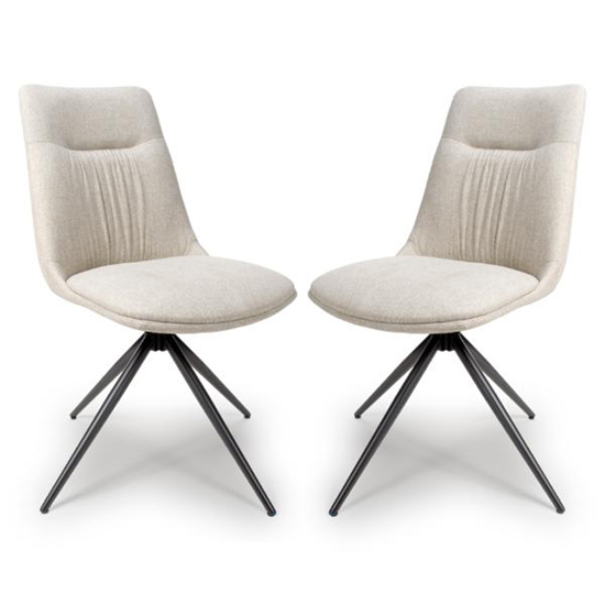 Product photograph of Buxton Swivel Natural Fabric Dining Chairs In Pair from Furniture in Fashion