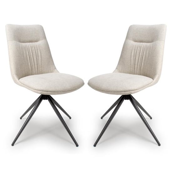 Read more about Buxton swivel natural fabric dining chairs in pair