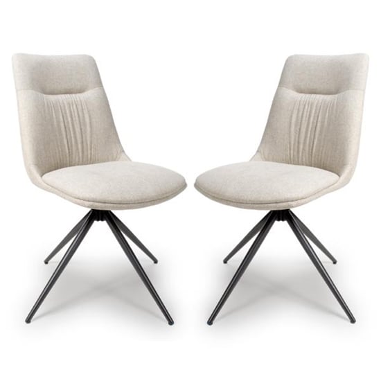 Product photograph of Buxton Swivel Natural Fabric Dining Chairs In Pair from Furniture in Fashion