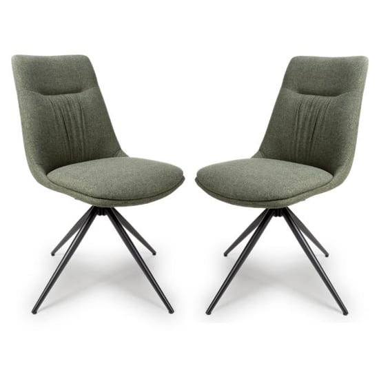 Read more about Buxton swivel sage fabric dining chairs in pair
