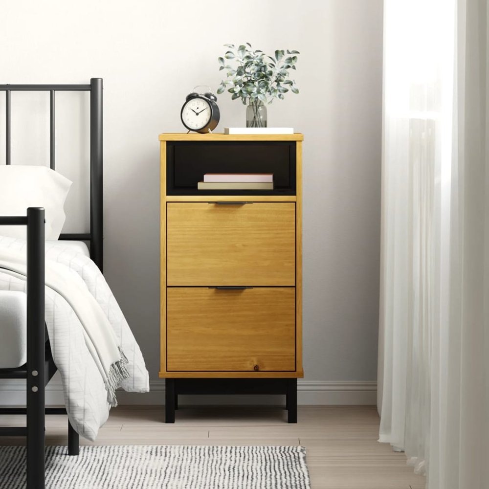 Read more about Buxton wooden bedside cabinet with 2 drawers tall in brown black