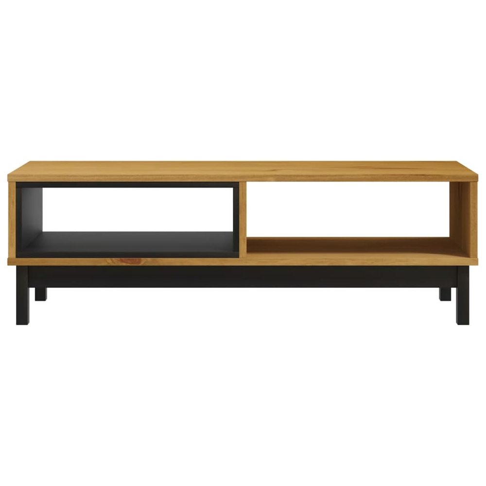 Buxton Wooden Coffee Table With 2 Shelves In Brown Black