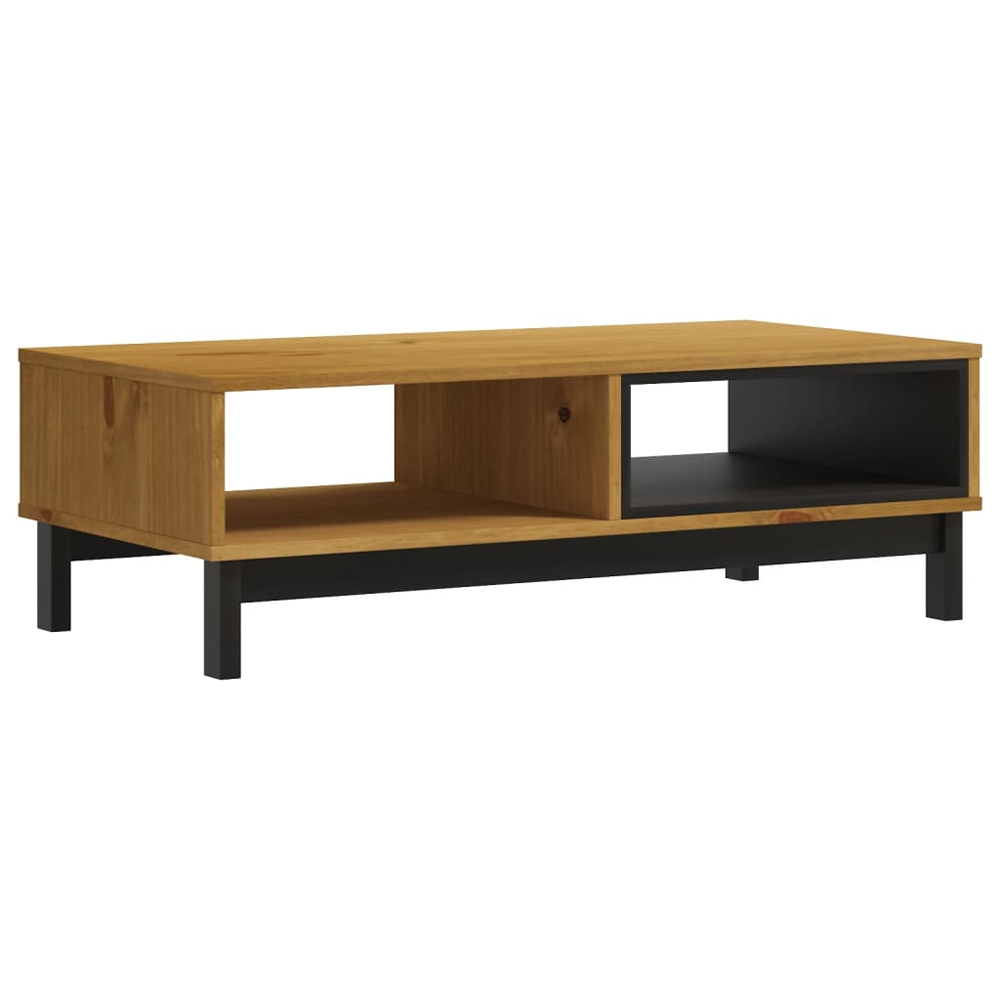 Buxton Wooden Coffee Table With 2 Shelves In Brown Black