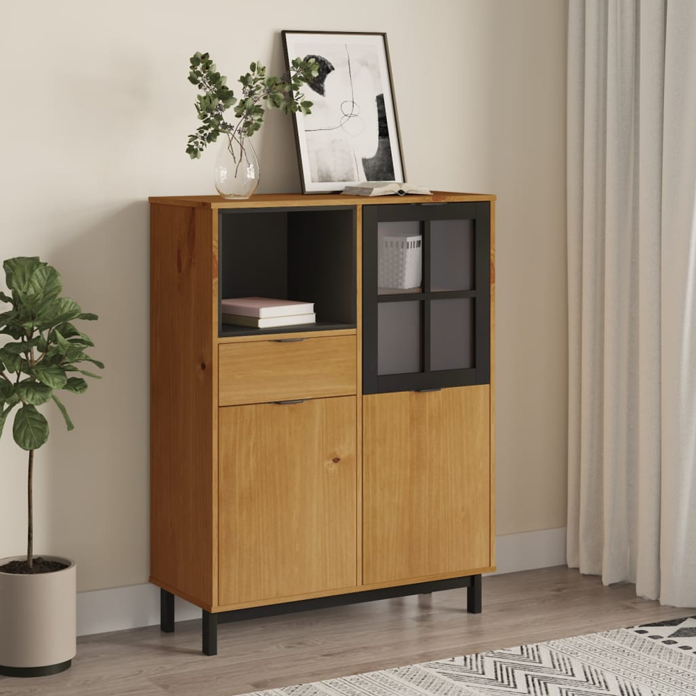 Read more about Buxton wooden highboard with 2 doors 1 drawer in brown black