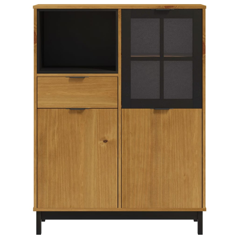 Buxton Wooden Highboard With 2 Doors 1 Drawer In Brown Black