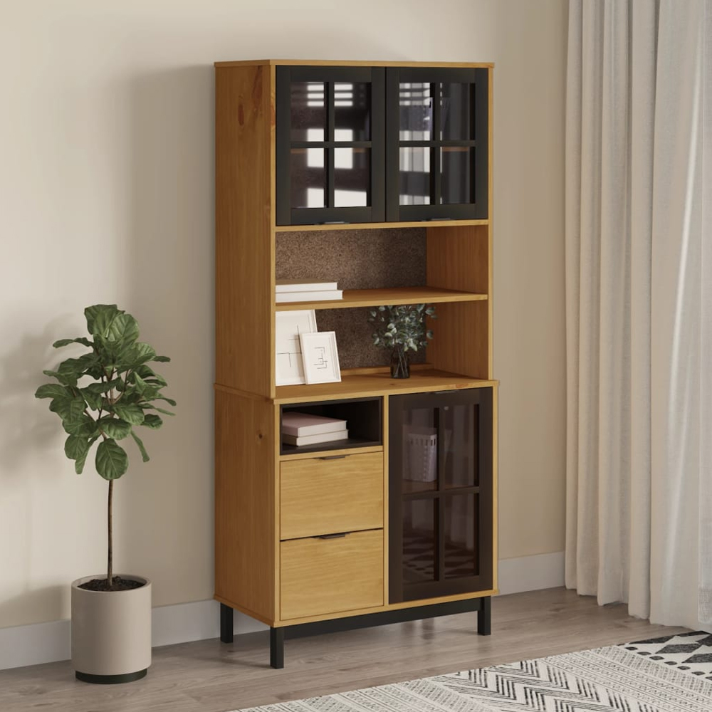 Read more about Buxton wooden display cabinet with 3 doors in brown black