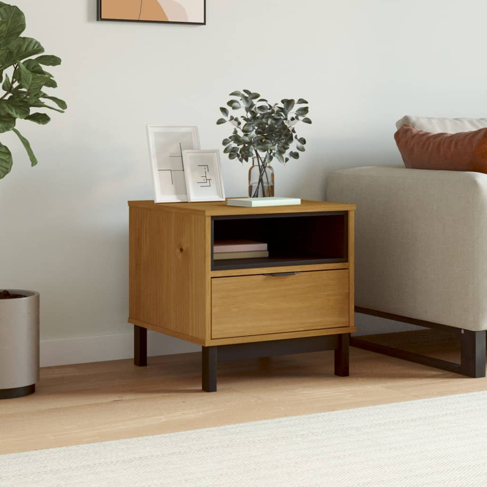 Read more about Buxton wooden side table with 1 drawer in brown black