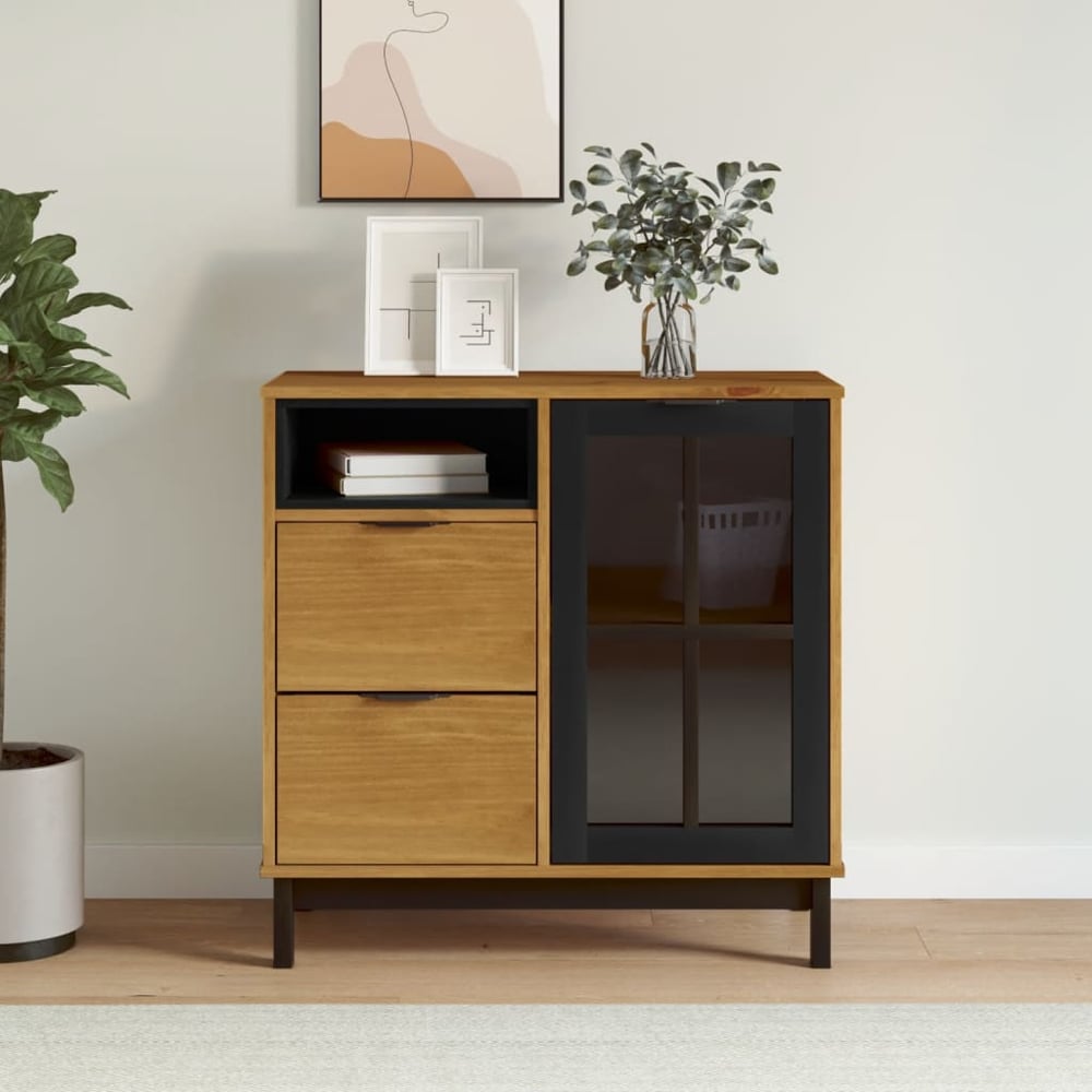 Read more about Buxton wooden sideboard with 1 door 2 drawers in brown black