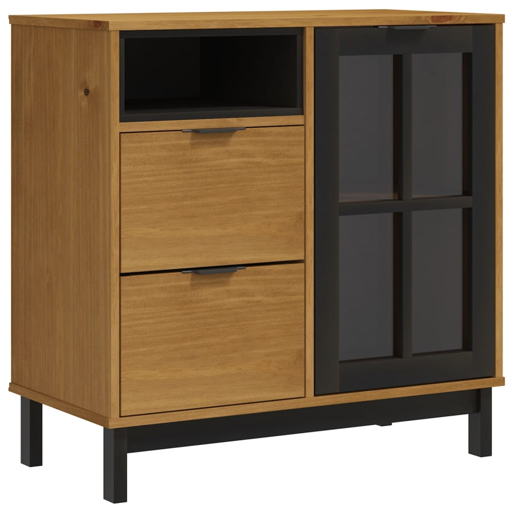 Buxton Wooden Sideboard With 1 Door 2 Drawers In Brown Black