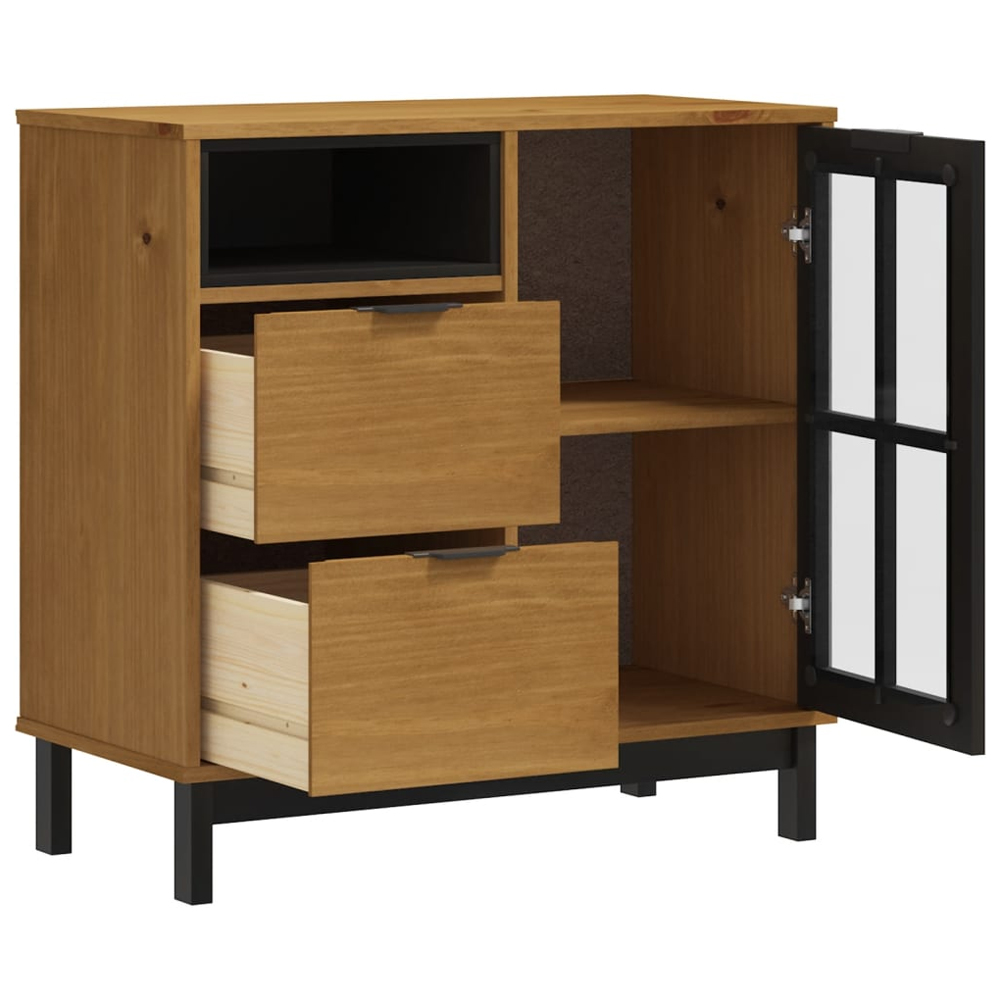 Buxton Wooden Sideboard With 1 Door 2 Drawers In Brown Black