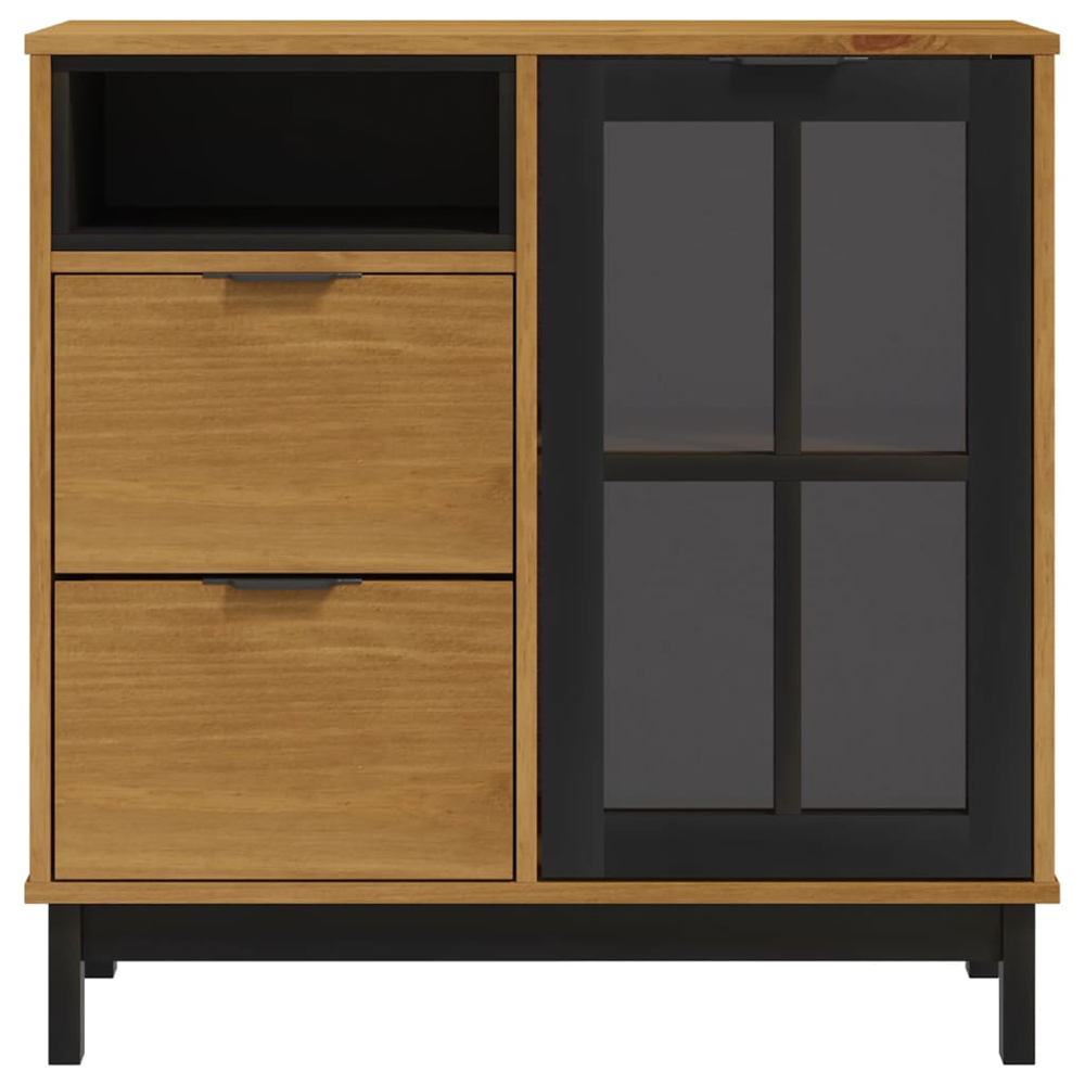 Buxton Wooden Sideboard With 1 Door 2 Drawers In Brown Black