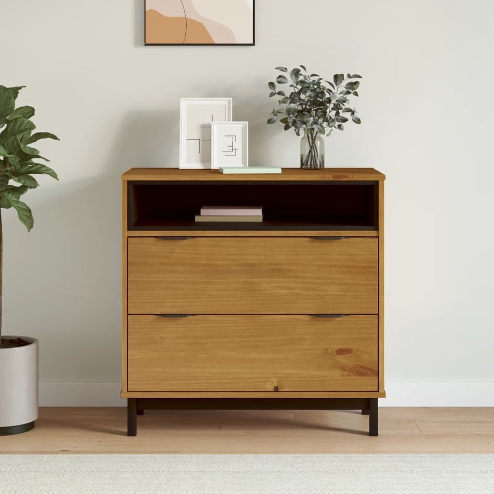 Product photograph of Buxton Wooden Chest Of 2 Drawers In Brown Black from Furniture in Fashion