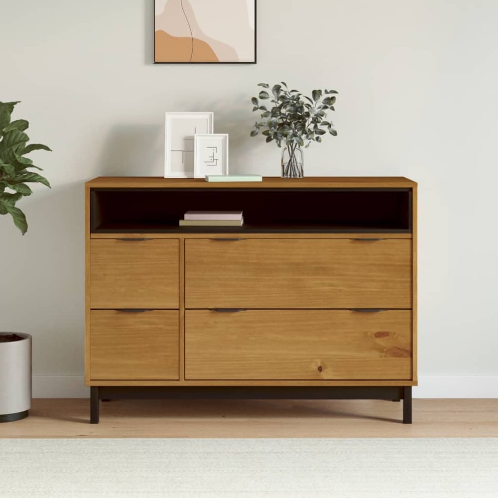 Read more about Buxton wooden chest of 4 drawers with 1 shelf in brown black